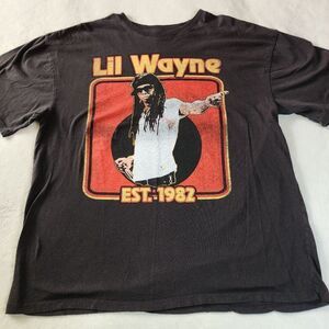 Lil Wayne Black Tshirt With Graphics Size Large/XL
